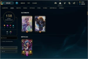 Conta gold1 com 1k200 RP e 39k EA 138 skins (2 ultimate) - League of Legends LOL