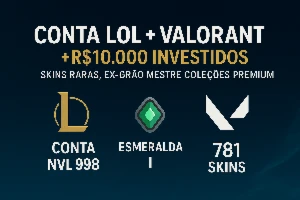 💎 Conta LoL + Valorant com +R$10.000 investidos - League of Legends
