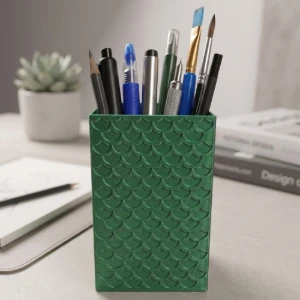 Porta-Canetas com Escamas em Baixo Relevo - Artesanato e Personalizados