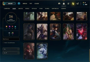 Conta ouro 4 com 67 Champs e 36 Skins + 2 Fragmentos - League of Legends LOL