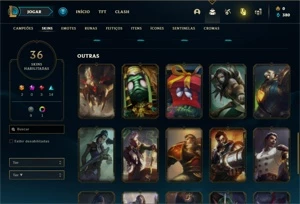 Conta ouro 4 com 67 Champs e 36 Skins + 2 Fragmentos - League of Legends LOL