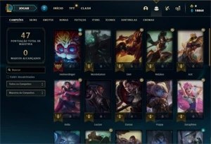 Conta MESTRE com 70 PDL e 31 Champs + 4 Skins - League of Legends LOL