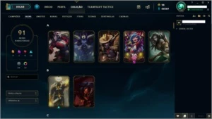 Conta nível 103, todos os champs + 91skins, 60k EA + 3k EL - League of Legends LOL