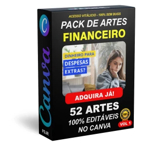 Pack Canva Financeiro - 52 Artes Editáveis - Serviços Digitais