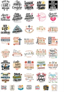 + De 300 Estampas Gospel em PNG separada por categorias - Digital Services