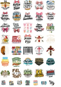 + De 300 Estampas Gospel em PNG separada por categorias - Digital Services