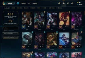 Conta unranked com 145 Champs e 144 Skins - League of Legends LOL