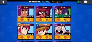 CONTA BRAWL STARS 11725 TROFÉUS 216 GEMAS 30/35 BRAWLERS