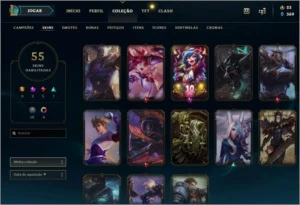 CONTA PLATINA 4 136 CAMPEÕES Level 205 55 skins - League of Legends LOL