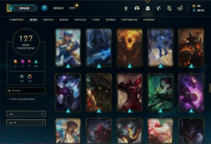 Conta prata 3 com TODOS os champs e 127 Skins (2 Ultimates) - League of Legends LOL