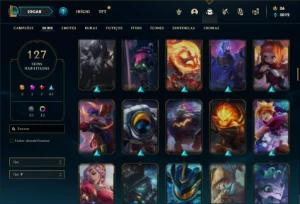 Conta prata 3 com TODOS os champs e 127 Skins (2 Ultimates) - League of Legends LOL