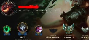 Conta Platina 4 - Flex Prata 2 - League of Legends LOL