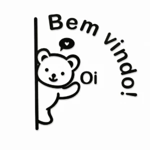 Quadro Vazado Ursinho Bem-Vindo em MDF 50 x 45 cm - Artesanato e Personalizados