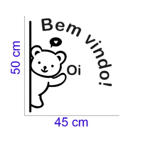 Quadro Vazado Ursinho Bem-Vindo em MDF 50 x 45 cm - Artesanato e Personalizados
