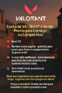 Contas Valorant Lvl20, pronto para comp. Melhor Preço!!