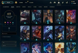 CONTA LEAGUE OF LEGENDS 62 SKINS LUX ELEMENTALISTA UDYR GUAR LOL