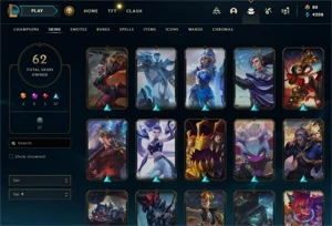 CONTA LEAGUE OF LEGENDS 62 SKINS LUX ELEMENTALISTA UDYR GUAR LOL