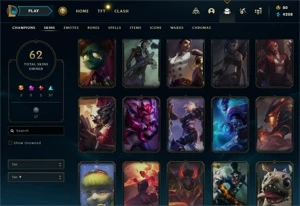 CONTA LEAGUE OF LEGENDS 62 SKINS LUX ELEMENTALISTA UDYR GUAR LOL