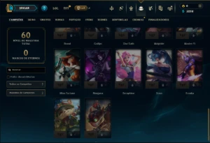 Unranked com 40 Champs e 8 Skins - League of Legends LOL