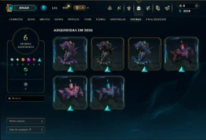 Unranked com 40 Champs e 8 Skins - League of Legends LOL