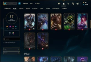 Conta ouro 4 com 61 champs e 57 skins +71 Pontos de Prestigi - League of Legends LOL