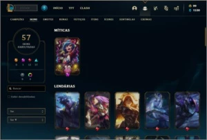 Conta ouro 4 com 61 champs e 57 skins +71 Pontos de Prestigi - League of Legends LOL