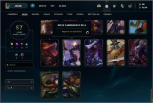 Conta ouro 4 com 61 champs e 57 skins +71 Pontos de Prestigi - League of Legends LOL