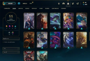 Conta bronze 1 com 120 Champs e 55 Skins ( MAIN MID / TOP ) - League of Legends LOL