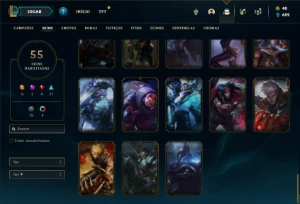 Conta bronze 1 com 120 Champs e 55 Skins ( MAIN MID / TOP ) - League of Legends LOL
