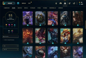 Conta bronze 1 com 120 Champs e 55 Skins ( MAIN MID / TOP ) - League of Legends LOL