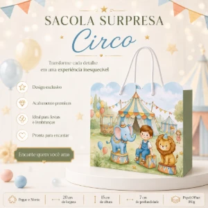 Kit 15 Sacolinhas Circo Infantil - Pegue e Monte - Artesanato e Personalizados
