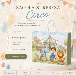 Kit 15 Sacolinhas Circo Infantil - Pegue e Monte - Artesanato e Personalizados