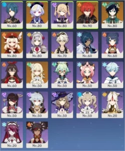 Conta Genshin AR 52 com diversos 5 estrelas - Genshin Impact