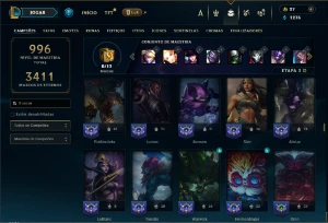 Platina 3 com TODOS os champs e 555 Skins + 400 Cromas - League of Legends LOL