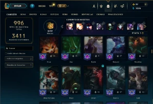 Platina 3 com TODOS os champs e 555 Skins + 400 Cromas - League of Legends LOL