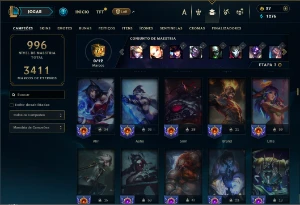 Platina 3 com TODOS os champs e 555 Skins + 400 Cromas - League of Legends LOL