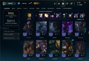 Platina 3 com TODOS os champs e 555 Skins + 400 Cromas - League of Legends LOL