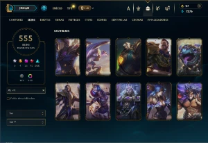 Platina 3 com TODOS os champs e 555 Skins + 400 Cromas - League of Legends LOL