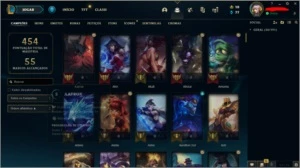CONTA LOL NIVEL 355, FALTAM 8 CHAMPS E 75 SKINS - League of Legends