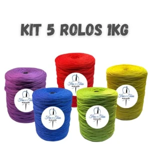 Fio de Malha para Crochê — Kit com 5 Rolos