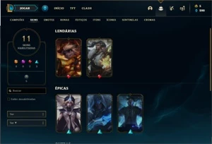 Conta ouro 4 com 26 Champs e 11 Skins + 1 Fragmento - League of Legends LOL