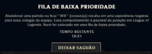 Retiro Banimento de Queue (5 games) - League of Legends LOL