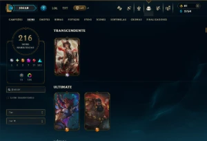 Esmeralda 1 com TODOS os Champs e 216 Skins +4 Prestigios - League of Legends LOL