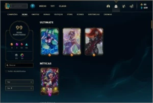 Conta ouro 4 com 99 skins e 91 champs ( MAIN ADC ) - League of Legends LOL