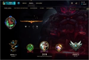 CONTA LEAGUE OF LEGENDS NÍVEL 55 PRATA 2 BORDA DE OURO MMR+ LOL