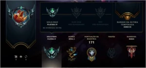 Conta de League Of Legends ELO Platina 4 57% de winrate LOL