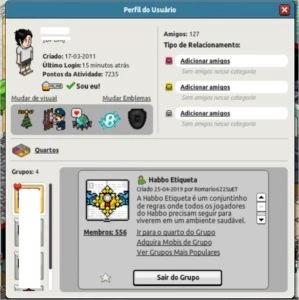 Conta habbo 2011, 2 grupos, emblemas raros