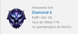 Conta diamante 4 com mmr alto / 71% winrate com espólios - League of Legends LOL