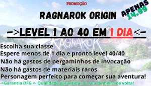 Ragnarok Origin Upo Seu Char Até Lvl 40 em 1 DIA+BRINDE!