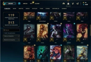 Conta bronze 4 com 47 Champs e 32 Skins + 18 Cromas - League of Legends LOL